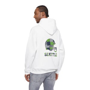 Seattle Football Patchwork-Helm-Kapuzenpullover, Spieltags-Hoodie, Fan-Pullover-Geschenk Bild 6
