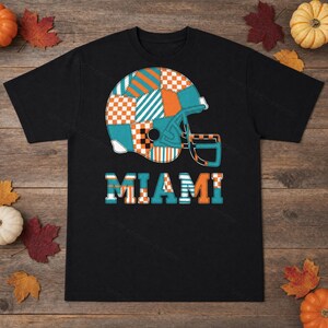 Casco de Miami Patchwork PNG, Sublimación para aficionados al fútbol, ​​Imágenes prediseñadas para camisetas, Descarga digital imagen 3