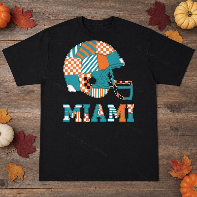 Casco de Miami Patchwork PNG, Sublimación para aficionados al fútbol, ​​Imágenes prediseñadas para camisetas, Descarga digital imagen 3