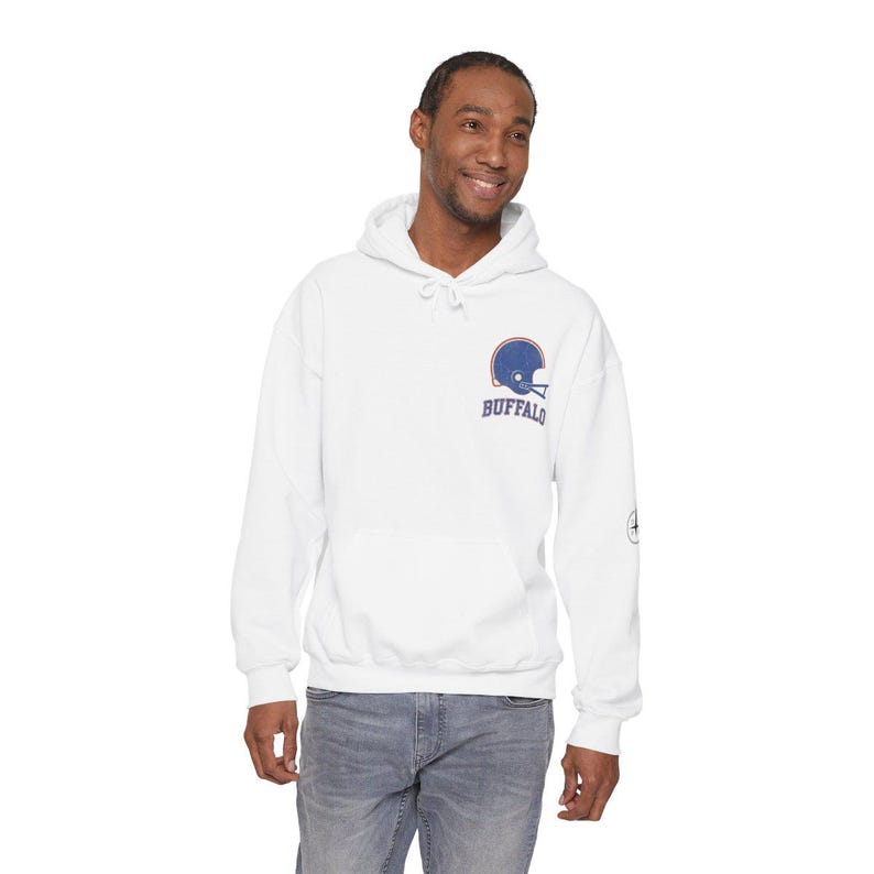 Buffalo Vintage Varsity Helmet Game Day Hoodie, Unisex Football Sweatshirt, Cozy Fall Pullover image 2