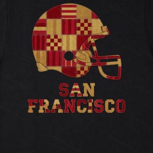 San Francisco Game Day T-Shirt, Patchwork Helmet Football Fan Tee, Vintage Style Sports Shirt image 8