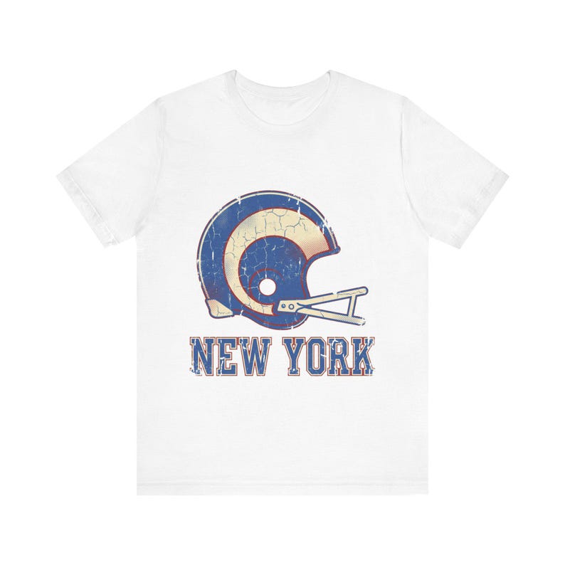 New Yorker Vintage-Football-Shirt mit blau-rotem Collegehelm-Motiv, Vintage-Spieltagsshirt, Sportbekleidung, tolles Geschenk Bild 1