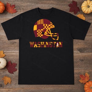 Washington Game Day T-shirt, patchwork helm voetbalfan T-shirt, vintage stijl sportshirt afbeelding 5