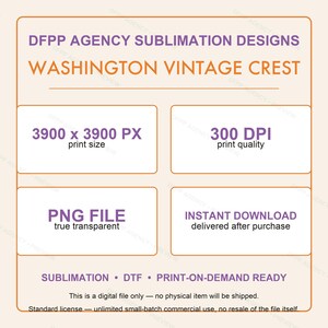 Washington Vintage Wappen Football PNG, Retro-College-Sublimationsdesign, Digitaler Download Bild 7