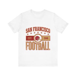 Camiseta con el escudo vintage de los San Francisco 49ers / Diseño para aficionados al fútbol americano / Camiseta unisex imagen 1