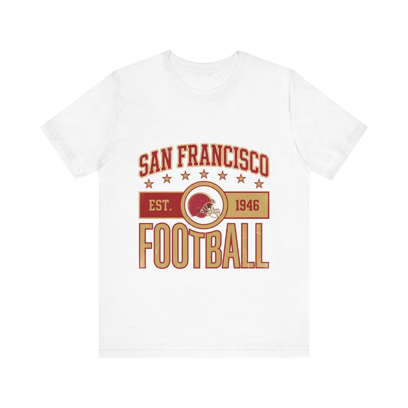 Camiseta con el escudo vintage de los San Francisco 49ers / Diseño para aficionados al fútbol americano / Camiseta unisex imagen 1
