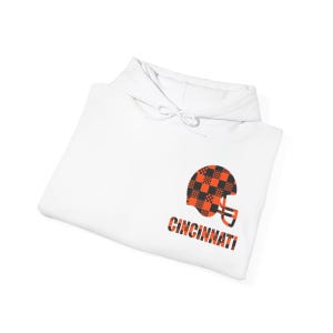 Cincinnati Bengals Patchwork Helmet Hoodie, Retro Football Sweatshirt, Game Day Pullover, Fan Hoodie image 8