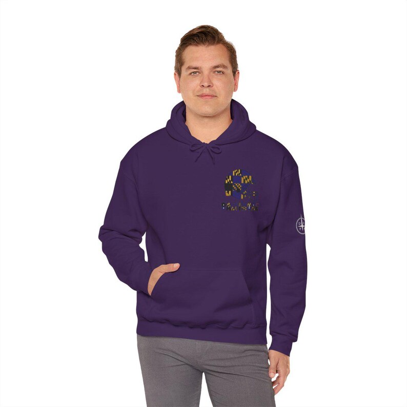 Baltimore Patchwork Helmet Game Day Hoodie, Unisex Football Sweatshirt, Cozy Fall Pullover image 4