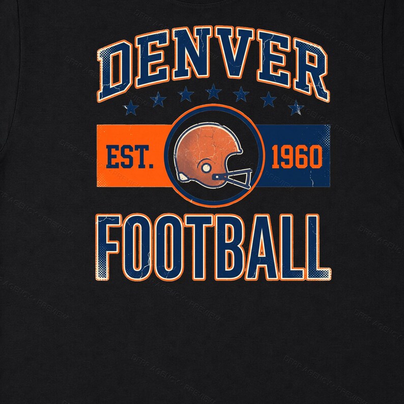 Denver Vintage Crest Football PNG, Retro Varsity Sublimation Design, Digital Download image 6