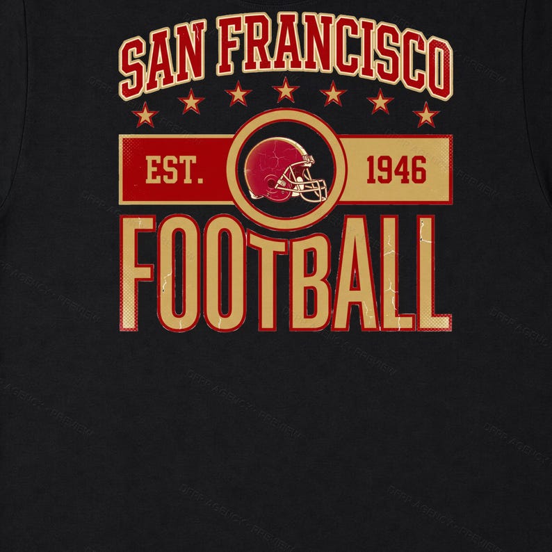 San Francisco Vintage Crest Football PNG, Retro Varsity Sublimatieontwerp, Digitale Download afbeelding 6