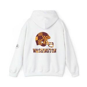 Washington Patchwork Helmet Game Day Hoodie, Unisex Football Sweatshirt, Cozy Fall Pullover image 5