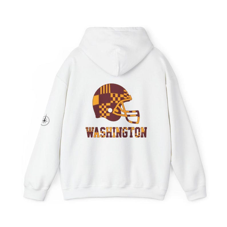 Washington Patchwork Helmet Game Day Hoodie, Unisex Football Sweatshirt, Cozy Fall Pullover image 5
