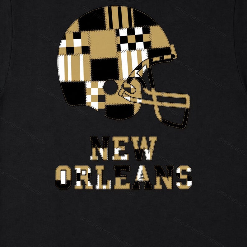 New Orleans Saints Game Day T-Shirt, Patchwork Helmet Football Fan Tee, Vintage Style Sports Shirt image 8