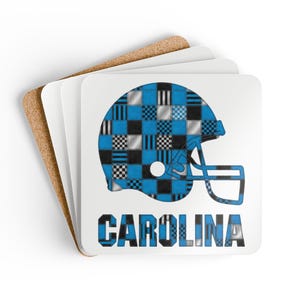 Korkuntersetzer mit Carolina-Footballhelm, Fan-Getränkeuntersetzer, Dekoration für die Hausbar, Sportgeschenk Bild 2