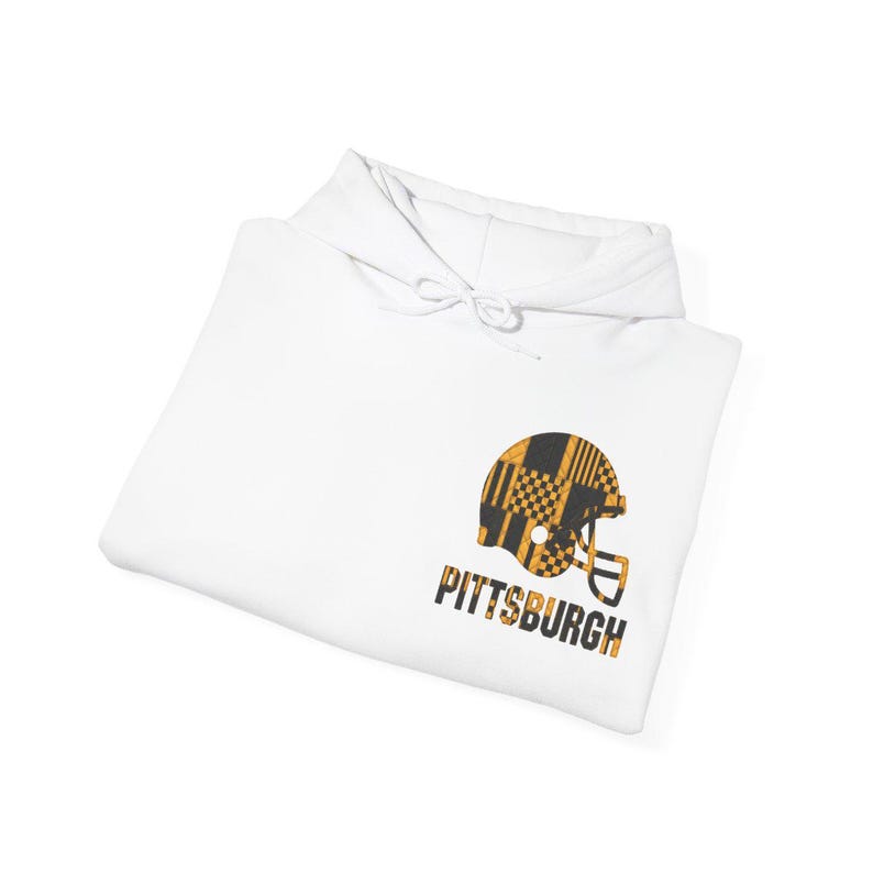 Pittsburgh Patchwork Helmet Game Day Hoodie, Unisex fotbollströja, Mysig hösttröja bild 8