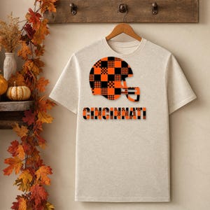 Cincinnati Patchwork Helmet PNG, Retro Sublimation File, Fan Shirt Clipart, Instant Download image 4