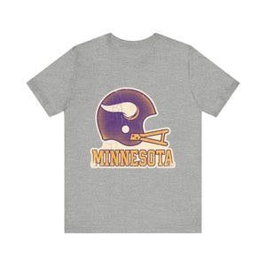 Minnesota Vikings Game Day T-Shirt, Vintage Varsity Helmet Football Fan Tee, Vintage Style Sports Shirt image 3