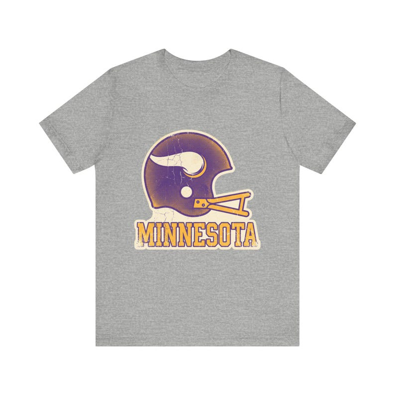 Minnesota Vikings Game Day T-Shirt, Vintage Varsity Helmet Football Fan Tee, Vintage Style Sports Shirt image 3