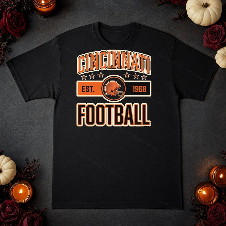 Vintage Cincinnati Bengals voetballogo PNG, retro varsity sublimatieontwerp, digitale download afbeelding 5