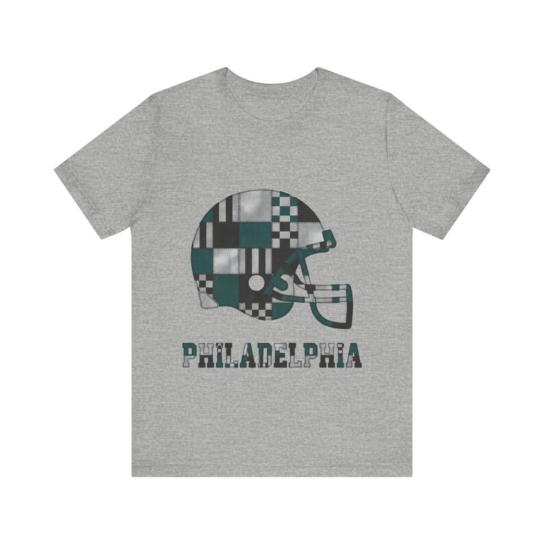 Philadelphia Game Day T-Shirt, Patchwork Helmet Football Fan Tee, Vintage Style Sports Shirt image 2