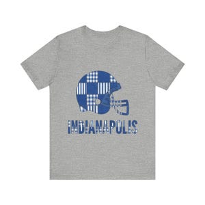 Indianapolis Colts Game Day T-Shirt, Patchwork Helmet Football Fan Tee, Vintage Style Sports Shirt image 2