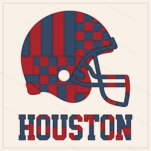 Houston Patchwork Helmet PNG, Retro Sublimation File, Fan Shirt Clipart, Instant Download image 1