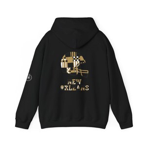 New Orleans Saints Football Patchwork Helmet Hooded Sweatshirt, Game Day Hoodie, Fan Pullover Cadeau afbeelding 7