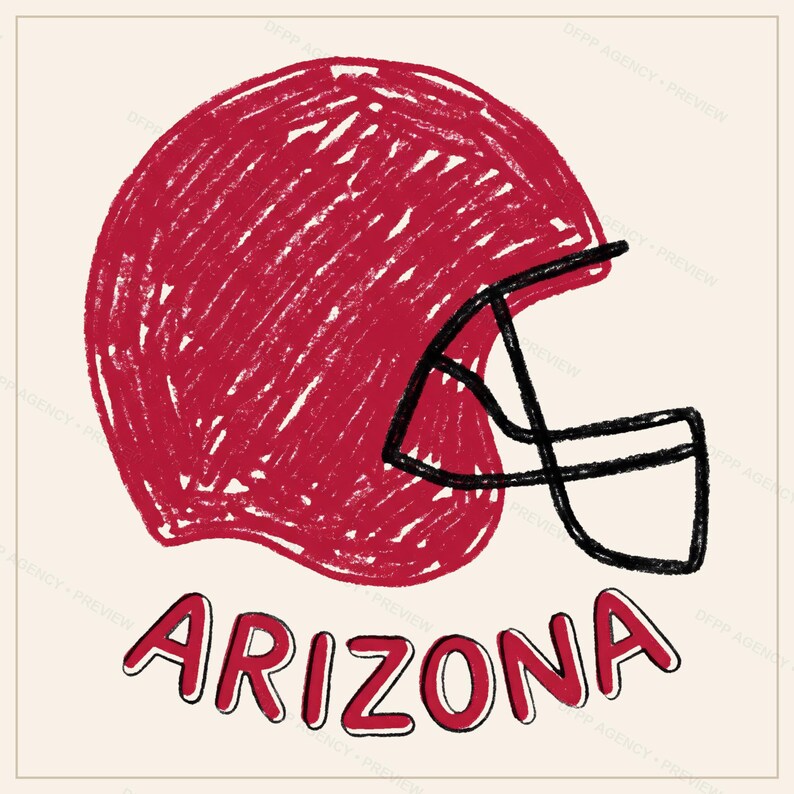 Paquete de imágenes PNG de Arizona Football, 8 diseños de cascos, conjunto de sublimación para el día del partido, descarga digital. imagen 7