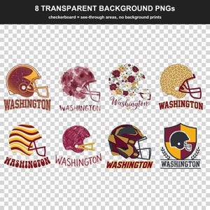Pacchetto PNG di Washington Football, 8 design per caschi, set per sublimazione per il giorno della partita, download digitale immagine 2