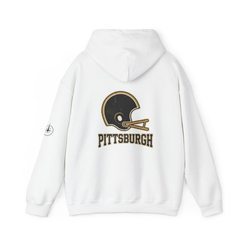 Sudadera con capucha estilo universitario vintage de Pittsburgh para el día del partido, sudadera de fútbol unisex, jersey cómodo para otoño. imagen 5