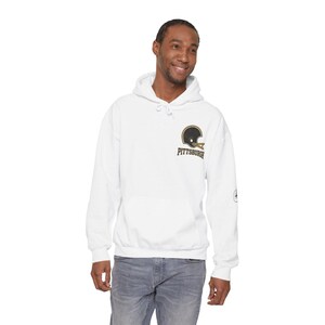Sudadera con capucha estilo universitario vintage de Pittsburgh para el día del partido, sudadera de fútbol unisex, jersey cómodo para otoño. imagen 2