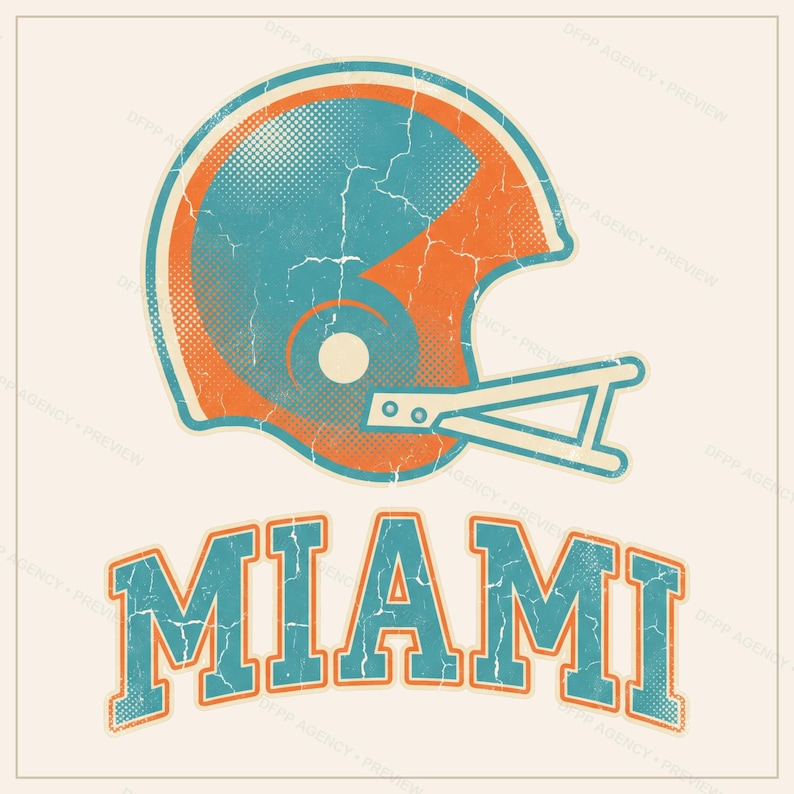 Sublimeringspaket för Miami Football, 8 PNG-hjälmdesigner, Clipart för matchdagströjor, digital nedladdning bild 10