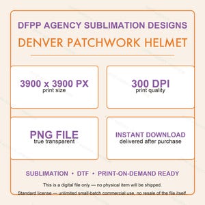 Capacete Denver Patchwork PNG, Sublimação de Futebol Americano, Camiseta para Dia de Jogo, Download Digital imagem 7