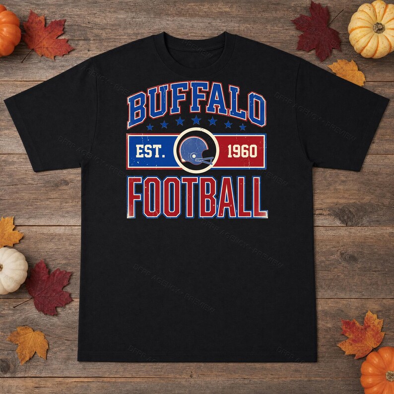 Buffalo Vintage Crest Football PNG, Retro Varsity Sublimation Design, Digital Download image 3