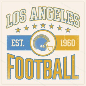 Herb drużyny LA Chargers Vintage Football PNG, projekt sublimacji w stylu retro Varsity, pobieranie cyfrowe zdjęcie 1