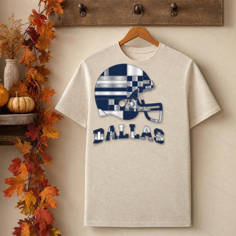 Dallas Patchwork Helmet PNG, Retro Sublimation File, Fan Shirt Clipart, Instant Download image 4