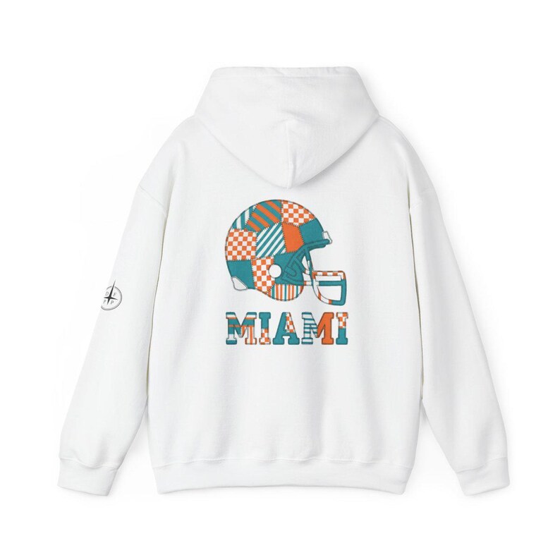 Bluza z kapturem Miami Patchwork Helmet, bluza retro Football, bluza na mecz, bluza z kapturem dla kibica zdjęcie 5