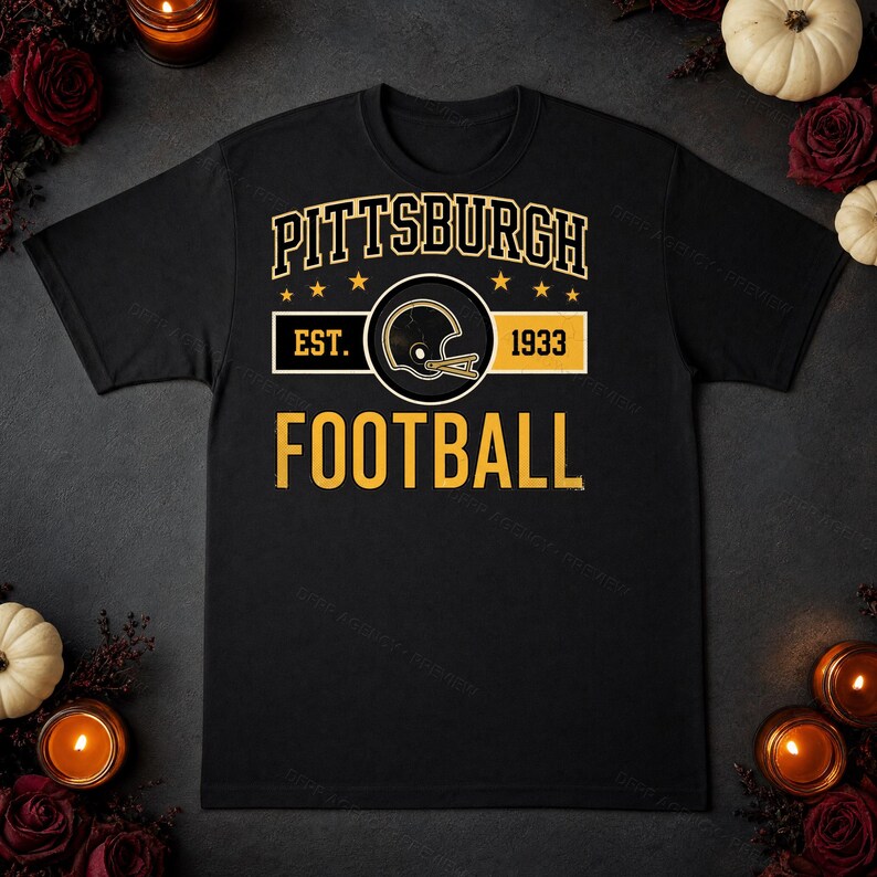 Pittsburgh Vintage Crest Football PNG, design retrò per sublimazione in stile universitario, download digitale immagine 5