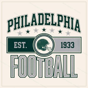 Philadelphia Vintage Crest Football PNG, Retro Varsity Sublimation Design, Digital Download image 1