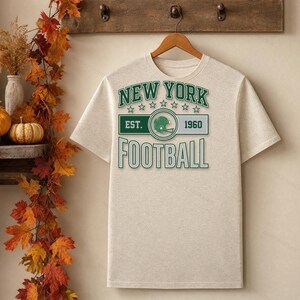 NY Jets Vintage Crest Football PNG, Retro Varsity Sublimation Design, Digital Download image 4