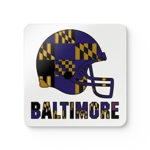 Sous-verre en liège en forme de casque de football américain de Baltimore, sous-verre pour supporter, décoration de bar, cadeau sportif image 1
