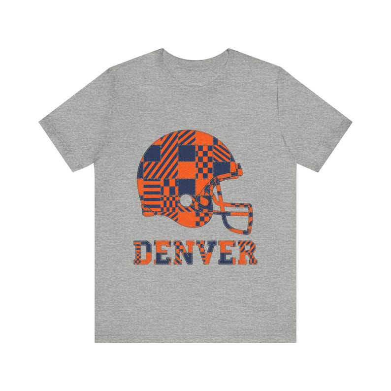 Denver Game Day T-Shirt, Patchwork Helmet Football Fan Tee, Vintage Style Sports Shirt image 2
