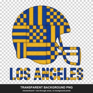 Los Angeles Blue & Gold Patchwork Helmet PNG, Retro Sublimation File, Fan Shirt Clipart, Instant Download image 2