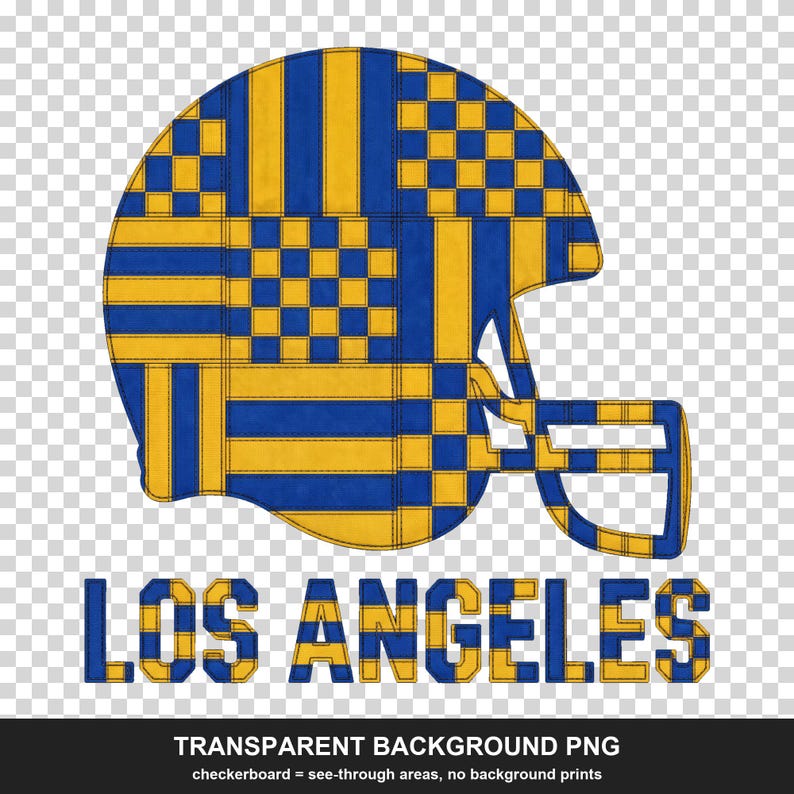 Los Angeles Blue & Gold Patchwork Helmet PNG, Retro Sublimation File, Fan Shirt Clipart, Instant Download image 2
