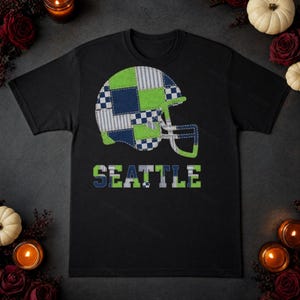 Seattle Patchwork Helmet PNG, Football Fan Sublimation, Shirt Clipart, Digital Download image 5