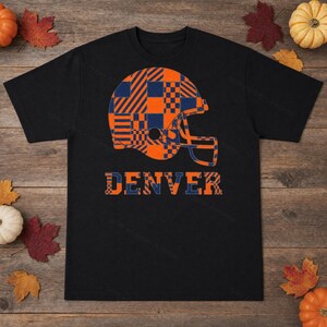 Capacete Denver Patchwork PNG, Sublimação de Futebol Americano, Camiseta para Dia de Jogo, Download Digital imagem 3
