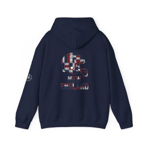 New England Patchwork Helmet Hoodie, Retro Football Sweatshirt, Game Day Pullover, Fan Hoodie image 7