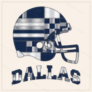Dallas Patchwork Helmet PNG, Retro Sublimation File, Fan Shirt Clipart, Instant Download image 1
