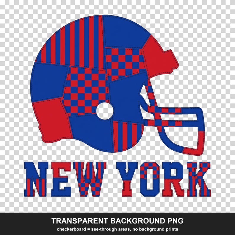 New Yorker Patchwork-Helm (Blau & Rot) als PNG-Datei, Football-Sublimationsdruck, Spieltags-Shirt, digitaler Download Bild 2