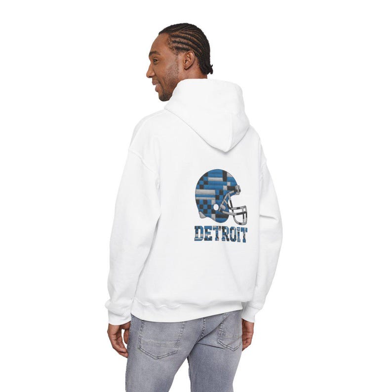 Sweat à capuche Detroit Patchwork Helmet Game Day, sweat-shirt unisexe de football, pull confortable pour l'automne image 6
